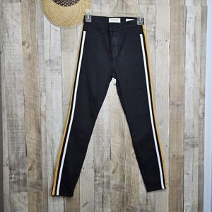Pacsun Black High-rise Ankle Jeggings Stripe Down The Legs Skinny Size 25